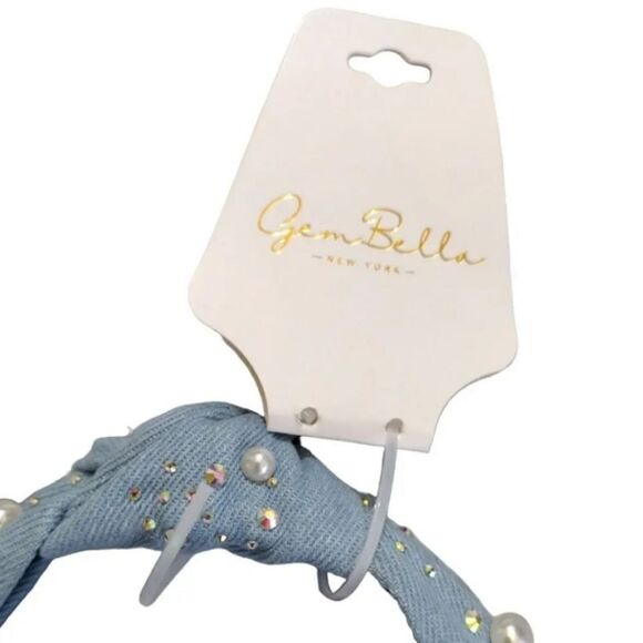 Embellished Pearl Denim Headbands And Clip Hair Accessories Bundle OF 3 NWT - Picture 10 of 14